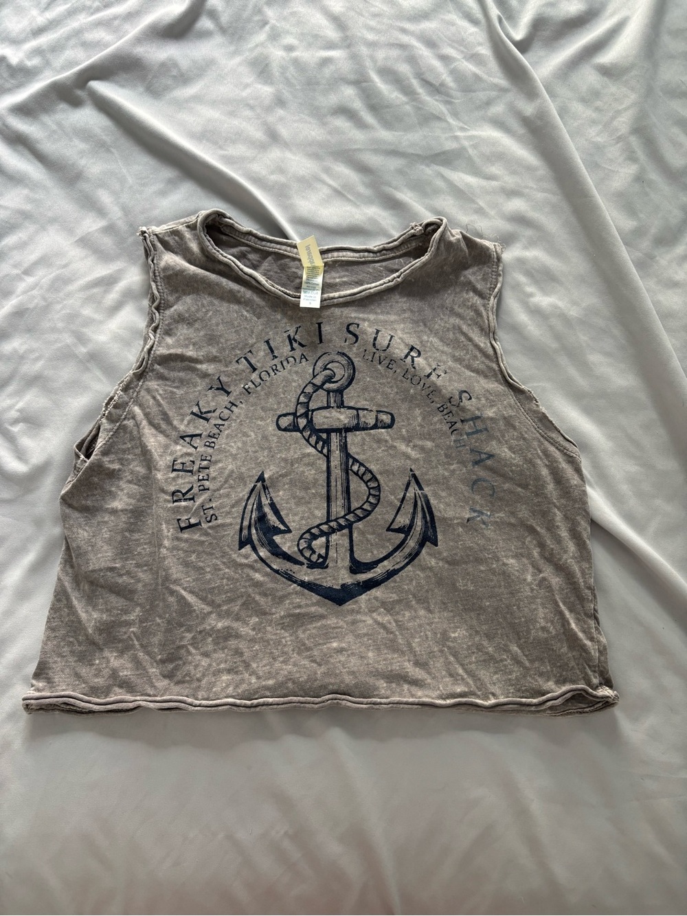 Anchor Graphic Crop Tank - Gray